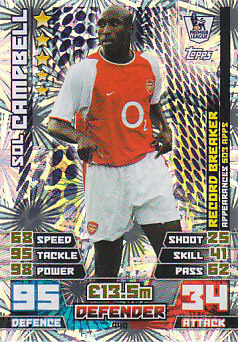 Sol Campbell Arsenal 2014/15 Topps Match Attax Record Breaker #440